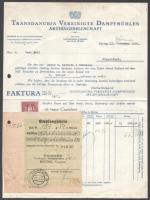 1930 Enying, Transdanubia Vereinigte Dampfmühlen Aktiengesellschaft (Transdanubia Egyesült Gőzmalmok R.T.) német nyelvű fejléces számla, okmánybélyeggel