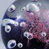 Murano levélnehezék, belső színezéssel, jelzés nélkül, m: 8,5 cm