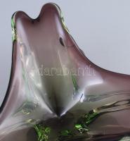 cca 1960, Murano kínáló, anyagában színezett, jelzés nélkül, 25x21 cm