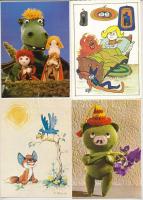 15 db MODERN magyar rajz- és bábfilmes képeslap: Vuk, Kukori és Kotkoda, Pom-Pom, Süsü