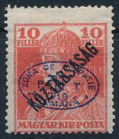 Debrecen I. 1919 Károly/Köztársaság 10f, Bodor vizsgálójellel (**10.000)