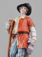 Antik német porcelán figura, cca 19. sz., jelzett, sérült, m: 11 cm