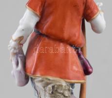 Antik német porcelán figura, cca 19. sz., jelzett, sérült, m: 11 cm