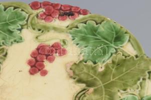 Körmöcbánya talpas kínáló, jelzett, repedt mázzal, kis sérülésekkel, d: 26 cm, m: 13,5 cm