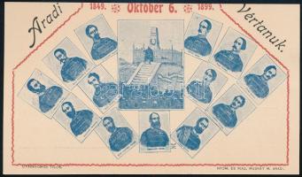 1899 Arad, Aradi vértanúk emlék képeslap és ajánló reklám nyomtatványa