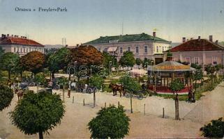 Orsova Freyler park with the pavilion of Ede Nasse and carts