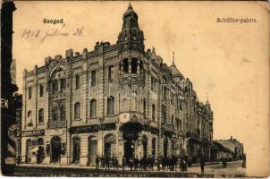 1918 Szeged, Schäffer palota, Kiss Mór, Schön Jenő és Singer üzlete. Grünwald Herman kiadása (Rb)