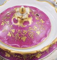 cca 1850, Nagyobb méretű porcelán cukortartó, kopással, kis sérüléssel, m: 16 cm