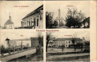 1916 Pécsvárad, templom, vár, városháza, üzlet és utca (EK)