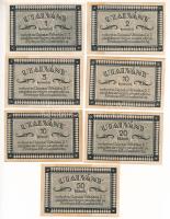 Nagyszőllős 1919. 10f + 20f + 50f + 1K + 2K + 5K +10K "Ugocsai Világítási Rt." utalvány. T...