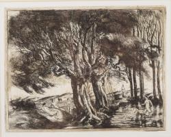 Toroczkai Oszvald (1884-1951): Fürdőző aktok. Rézkarc, papír. Jelzés nélkül. Dekoratív, üvegezett, k...