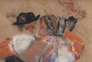 Klimó István (1883-1961): Táncolók. Pasztell, papír, jelzés nélkül. Dekoratív, üvegezett, kissé sérü...