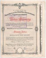 Budapest 1908. "Kassa-Hegyaljai Helyi Érdekű Vasút Részvénytársaság" törzsrészvénye 1000K-...