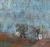 Klimó István (1883-1961): Hazafelé. Pasztell, papír, jelzés nélkül. Dekoratív, üvegezett fakeretben,...