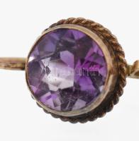 Arany (Au) fülbevaló pár, 14k, ametiszt kövekkel, jelzett, bruttó: 6,9g