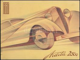 cca 1930 Fiat Ardita 2500 autó képes reklám nyomtatvány tervrajzzal / Fiat Ardita 2500 car picture advertising print with blueprint 29x24 cm 4p.