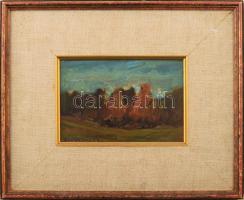 Szénási Mihály (1925-): Csendes ősz. Olaj, farost. Jelezve balra lent. Hátoldalán autográf feliratta...