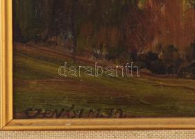 Szénási Mihály (1925-): Csendes ősz. Olaj, farost. Jelezve balra lent. Hátoldalán autográf feliratta...