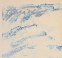 Olvashatatlan jelzéssel: Hazafelé. Monotípia, papír. 30x24 cm. Dekoratív, üvegezett, kissé sérült fa...