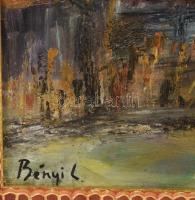 Bényi László (1909-2004): Tájkép. Olaj, farost, jelzett, dekoratív fakeretben, 40×52,5 cm