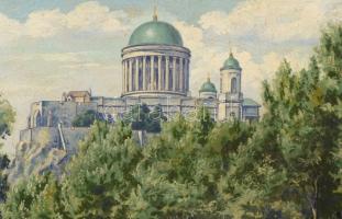 Tipary Dezső jelzéssel: Esztergomi részlet a bazilikával. Olaj, vászon, dublírozott, dekoratív faker...