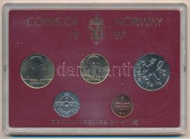 Norvégia 1997. 50ö-20K (5xklf) forgalmi sor műanyag tokban T:UNC Norway 1997. 50 Öre - 20 Kroner (5xdiff) coin set in original plastic case C:UNC