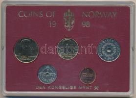 Norvégia 1998. 50ö-20K (5xklf) forgalmi sor műanyag tokban T:UNC Norway 1998. 50 Öre - 20 Kroner (5xdiff) coin set in original plastic case C:UNC