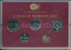 Norvégia 2007. 50ö-20K (5xklf) forgalmi sor műanyag tokban T:UNC Norway 2007. 50 Öre - 20 Kroner (5xdiff) coin set in original plastic case C:UNC