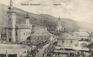 Zalatna market square and churches