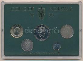 Norvégia 1990. 10ö-10K (5xklf) forgalmi sor műanyag tokban T:UNC  Norway 1990. 10 Öre - 10 Kroner (5xdiff) coin set in original plastic case C:UNC