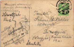 1913 Dombornyomott Krampusz / Embossed Krampus greeting