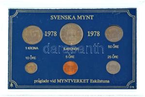 Svédország 1978. 5ö-5K (6xklf) forgalmi sor műanyag tokban T:UNC  Sweden 1978. 5 Öre - 5 Kronor (6xdiff) coin set in plastic case C:UNC