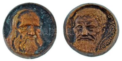 Olaszország DN "Leonardo" + "Michelangelo" 2xklf öntött bronz emlékérem (~28mm) T:XF patina Italy ND "Leonardo" + "Michelangelo" 2xdiff cast bronze medallions (~28mm) C:XF patina