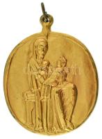 Németország DN Esseni Madonna kétoldalas, aranyozott bronz emlékérem füllel (47x58mm) T:AU,XF Germnay ND Golden Madonna of Essen double-sided, gilt bronze medallion with ear (47x58mm) C:AU,XF