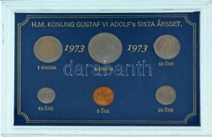 Svédország 1973. 5ö-5K (6xklf) forgalmi sor műanyag tokban T:UNC  Sweden 1973. 5 Öre - 5 Kronor (6xdiff) coin set in plastic case C:UNC