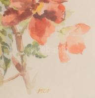 MDF jelzéssel: Virágok. Akvarell, papír. Üvegezett, kissé kopott fakeretben. 57x44 cm