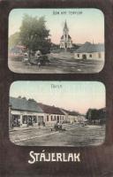 Stájerlak church and main street with the shop of Ignácz Scheitzner