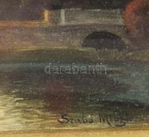 Szabó (Miczi?) jelzéssel: Mediterrán táj. Akvarell, papír. Üvegezett, sérült fakeretben. 19x32 cm