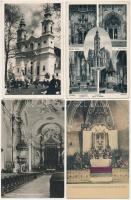 21 db RÉGI történelmi magyar város képeslap vegyes minőségben: templomok, belsők / 21 pre-1945 historical Hungarian town-view postcards in mixed quality: churchses, interior