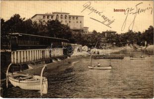 1913 Lovran, Lovrana; boat of Quarnero Seebad, beach (Rb)