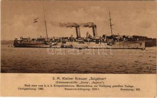 SMS SZIGETVÁR Osztrák-Magyar Haditengerészet Zenta-osztályú védett cirkálója / K.u.K. Kriegsmarine Kleiner Kreuzer / Austro-Hungarian Navy SMS Szigetvár Zenta-class protected cruise. Ernst Wiest Marine Erinnerungs-Karte Nr. 73A.