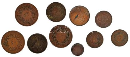 Oszmán Birodalom 1839-1861. (1255-1277) 10db-os Cu érmetétel T:XF-VG patina Ottoman Empire 1839-1861. (1255-1277) 10pcs Cu coin lot C:XF-VG patina