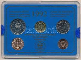 Svédország 1992. 50ö-10K (4xklf) forgalmi sor + verde zseton műanyag tokban T:UNC  Sweden 1992. 50 Öre - 10 Kronor (4xdiff) coin set + mint jeton in plastic case C:UNC