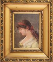 Heverdle Ferenc (1841-1910): Női portré, XIX. sz. vége. Olaj, vászon, jelezze balra lent. Dekoratív,...