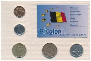 Belgium 1982-1998. 50c-50Fr (5xklf) "Belgium utolsó nemzeti pénzei" vákuumcsomagolt forgalmi összeállítás, német nyelvű tanúsítvánnyal T:UNC-VF Belgium 1982-1998. 50 Cents - 50 Francs (5xdiff) "The Last National Coins of Belgium" coin set in vacuum packing with german certificate C:UNC-VF