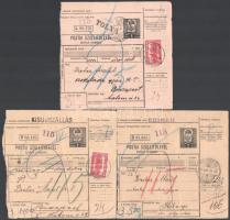 1928-1930 3 db Postai szállítólevél, közte 2 db bélyeges és 1 db portós mindegyik a Dreher Maul csokoládé gyár bélyegzőjével