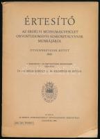 1943 Értesítő az Erdélyi Múzeum-Egyesület Orvostudományi Szakosztályának munkájáról. 54. köt. Szerk.: Dr. vitéz Berde Károly és Dr. Krompecher István. Kolozsvár, 1943, Erdélyi Múzeum-Egyesület Orvostudományi Szakosztálya (Minerva-ny.), 157+(3) p.+ 19 (fekete-fehér képek) t. Kiadói papírkötés, sérült borítóval, belül nagyrészt jó állapotban, intézményi bélyegzőkkel.