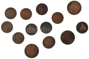 Vegyes: Spanyolország & Portugália 1870-1883. 14db-os vegyes bronz érmetétel T:VF-VG Mixed: Spain & Portugal 1870-1883. 14pcs mixed bronze coin lot C:VF-VG