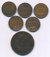 Amerikai Egyesült Államok 1902-1907. 1c bronz "Indián fej" (5db, 4xklf) + Argentína 1891. ...