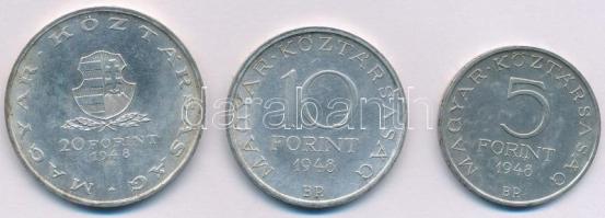 1948. 5Ft Ag "Petőfi" + 10Ft Ag "Széchenyi" + 20Ft Ag "Táncsics", &quo...